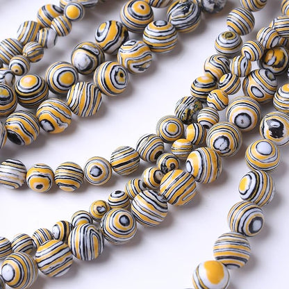 90PCS 4MM Yellow Malachite Beads Natural Gemstone Round Stone Beads for Jewelry Making DIY Energy Stone Healing Power Bracelet 15"