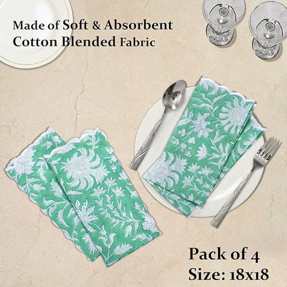 Ridhi Mint Green Cloth Napkins 100% Pure Cotton Farmhouse Wedding Dinner Napkins for Easter, Thanksgiving, Holiday Daily Wedding uses Napkins (4-20x20 Dinner Napkin)
