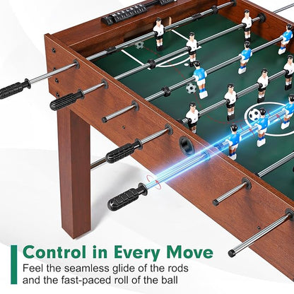 Foosball Table 48in, Competition-Sized Game Table for Home & Game Room – Includes 2 Balls & 2 Cup Holders – Classic Indoor Soccer Game
