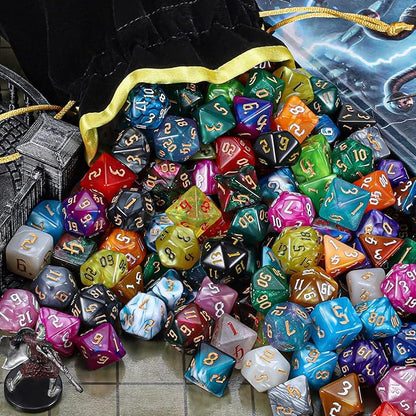 CiaraQ DND Dice Set - 26 x 7 (182pcs) Polyhedral Dice for Dungeons and Dragons D&D RPG MTG Role Playing Table Games, with a Large Flannel Bag