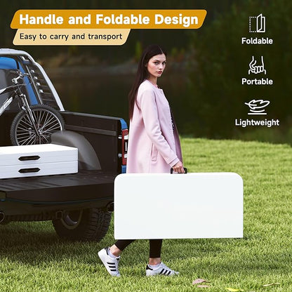34" Square Folding Table, Portable Plastic Card Table with Handle and Removable Legs for Indoor Outdoor Picnic Party Dining Camping Wedding