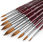 Sable Hair Watercolor Brushes Professional,9pcs Mop Round Fine Tip Detail Watercolor Paint Brush Set,Ideal for Gouache Acrylic Ink Painting