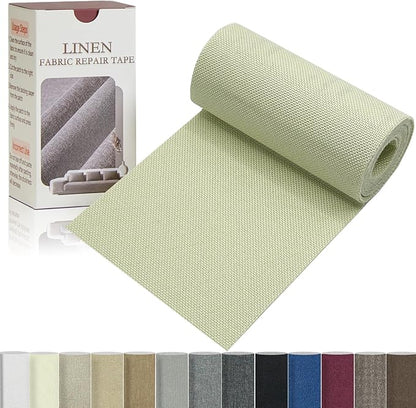 Linen Repair Tape 4x70 Inch Self-Adhesive Couch Patch Repair Fabric Patch for Furniture,Sofas,Cushion,Chairs,Bags,Linen Goods(Off-White)