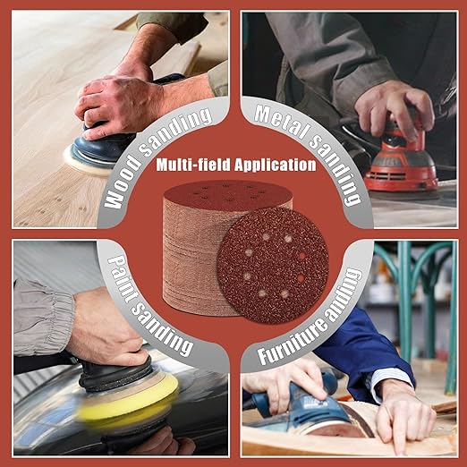 800 Grit 5 Inch Sanding Discs Hook and Loop Sandpaper, 150 PCS 8 Hole Adhesive Extra Fine Sand Paper for Random Orbital Sander