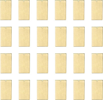 ImpressArt - Premium Metal Stamping Rectangle Blanks for Metal Stamping and Jewelry Making (24 Pack) (11/16" x 1 1/4" Rectangle w/Hole, Brass)