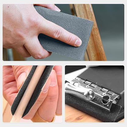 KENDO 24PCS Sand Paper Variety Pack Sandpaper 12 Grits Assorted for Wood Furniture Finishing, Metal Sanding and Automotive Polishing, Wet Dry Sandpaper