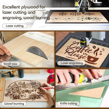 12 PCS 12x20x1/8 Inch Basswood Sheets, MAPRIAL Smooth 3mm Plywood for Laser Cutting, Unfinished Wood Board for Engraving, Wood Burning, Painting, Crafts, Ornaments, Models, Cutter, Engraver, Gifts