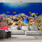 wall26 Removable Wall Sticker/Wall Mural Tropical Blue Fish Coral Reef Ocean Seascape Nature Wilderness Photography Nautical Landscape Decorative for Living Room, Bedroom, Office - 132x120 inches