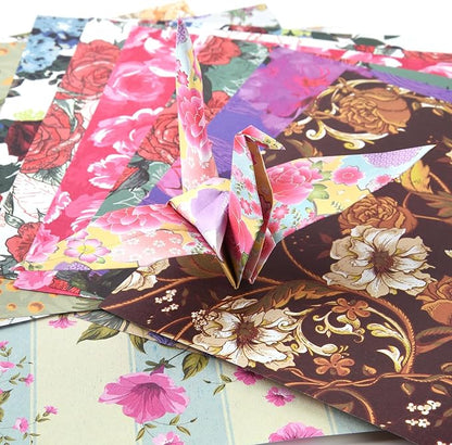 Origami 6x6 Paper Kit 150 Sheets 150 Vivid Colors Double Sided Same Printed Traditional Patterns Square for Arts Crafts Projects Japan Traditional Chiyo.Ethnic Flowers