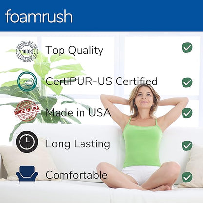 FoamRush 11" x 24" x 24" Gel Memory Foam Bench Cushion Replacement Medium Firm (Upholstery Foam, Seat Replacement, Upholstery Sheet, Foam Rubber Padding, Couch, Sofa Cushion, Mattress) Made in USA