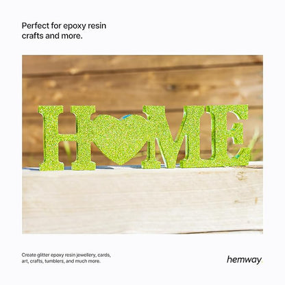Hemway Polyurethane & Epoxy Resin Glitter for Arts, Crafts, Tumblers, Flooring, Woodwork, Decorating and Resin Projects 100g - Lime Green Holographic