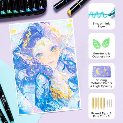 Ohuhu Acrylic Paint Pens 90 Colors: Dual Tips (Round & Fine) Acrylic Markers High Opacity Paint Markers Waterproof Lightfast for Rock Painting Easter Eggs Wood Glass Ceramic Canvas - Kakaako