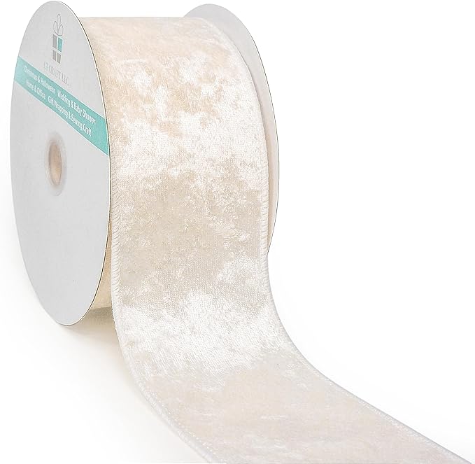 Ivory Velvet Ribbon 2.5 Inch x 10 Yards for Christmas Tree Topper Home Decoration Wreath Gift Wrapping DIY Craft