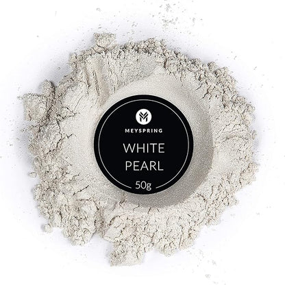MEYSPRING White Pearl Mica Powder - 50g - White Resin Art Pigment - Mica Powder for Epoxy Resin - UV Resin Dye