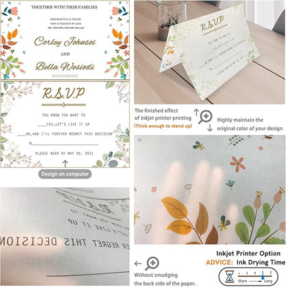 Thick Translucent Vellum Paper, Oplymio 42 Sheets 167GSM Printable Vellum Paper for Invitations, Envelopes, Heat Embossing, Belly Bands(8.5 x 11 Inches)