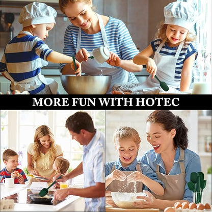 HOTEC 600℉ Heat Resistant BPA-Free Silicone Rubber Spatula Set,Kitchen Cooking Spatulas, Baking, Mixing for Non Stick Cookware, Dishwasher Safe, Dark Green Set of 5