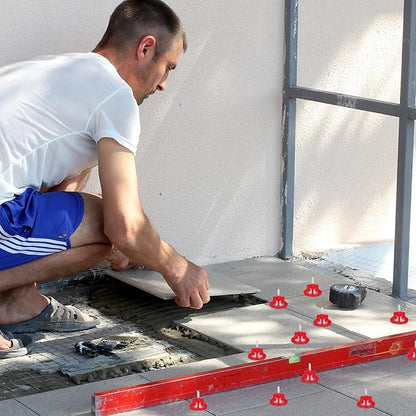 Professional Tile Leveling System Kit，Anti-Loosening Spacers/Wall, Bathroom Tiling - 1/32" Precision Alignment & Grout Spacing Tools(100caps+700base, 1/32)