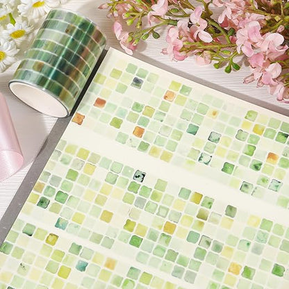 Green PET Tape for Journal Scrapbooking - Greenery Spring PET Tapes Stickers for Crafts Journaling Scrapbook DIY Art Craft Gift Wrapping Supplies