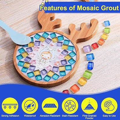 Mosaic Crystal Grout, Mosaic Crystal Sealant, Tile Grout for Crafts, Handmade Grouting, DIY Craft Projects Accessories, Direct caulking, Mosaics Tile Tools for All Tiles, Surfaces (Translucent, 7oz)