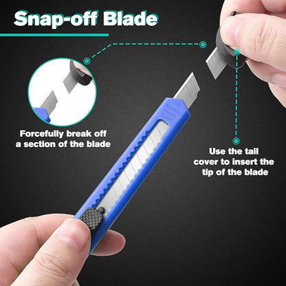 DIYSELF 24Pack Box Cutters (9MM Wide Blade Cutter) Utility Knife Box Cutter Retractable, Compact, Extended Use for Heavy Duty Office, Home, Arts Crafts, Hobby(Mix)