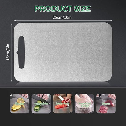 Pure Titanium Cutting Board - Double-Sided Titanium Cutting Board for Kitchen with Bamboo Side