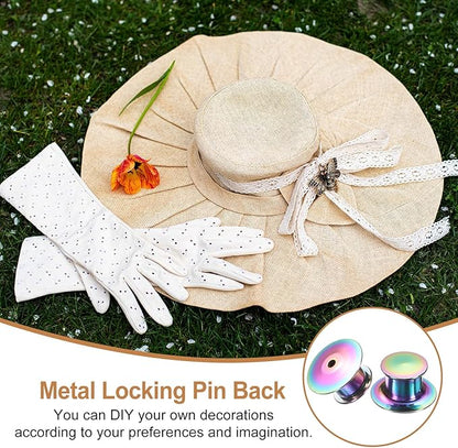 uxcell 40Pcs Metal Locking Pin Backs, Pin Keepers Locking Clasp Flat Head Clamp Needle Back Lock for DIY Brooch Crafts Badges Enamel Lapel, Multicolor