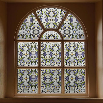 3D Stained Glass Window Film, Decorative Window Privacy Film for Bathroom,Front Door,Home, Sun Blocking Heat Control,Static Cling, Genes 23.6inch x 35.4inch
