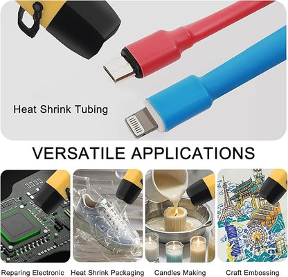 mofa Mini Variable Temp Heat Gun 350W 250℉~850℉(150℃- 450℃) Fast Heating,LCD Digital Display Hot Air Gun Tools with Reflector Nozzle&Tripod Overload Protection for Crafting,Embossing,Drying (Yellow)