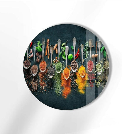 My Photostation.com 27.5''(70cm) Diameter Colorful Herbs Round Glass Wall Art Tempered Glass Printing Wall Decor Large Wall Art Wall Hangings
