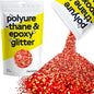 Hemway Polyurethane & Epoxy Resin Glitter 100g / 3.5oz Metallic Crystal Flake Additive for Flooring Jewelry Tumblers Glass Pigment - Extra Chunky (1/24" 0.040" 1mm) - Red Holographic