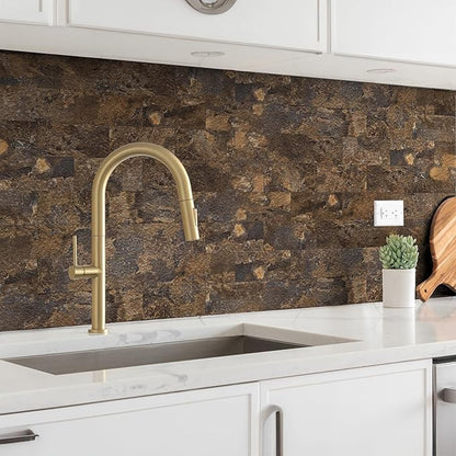 4 Pieces Peel and Stick Backsplash for Kitchen, 3" x 6" PVC Subway Tile 2024 Upgraded Rust Slate Backsplash Stick on Tile Elevate Kitchen, Bathroom, Fireplace,RV