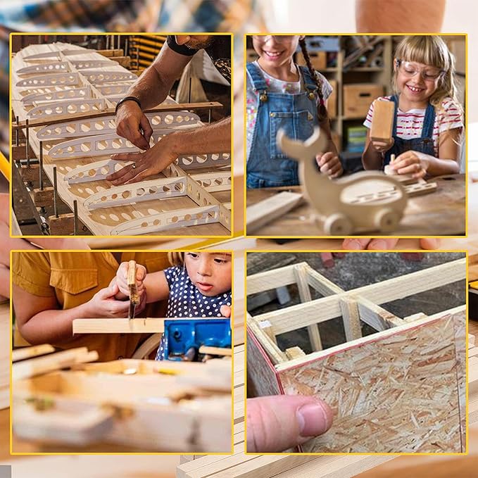 60Pcs Wood Square Dowel Rods 1/8 x 1/8 x 12 inch,Balsa Wood Squares for Crafts,Model Making (1/8"x12"-60pcs)