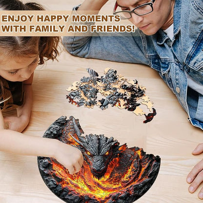 Wooden Puzzles for Adults, 3D Fire Dragon Puzzles, Wood Adult Puzzle, Birthday Gifts for Puzzle Lover (L-13.4 * 13.4 in 270pcs)