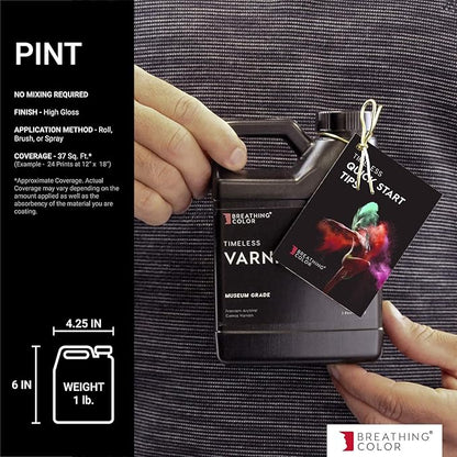 Timeless Archival Print Varnish - 1 Pint, Glossy Finish, Premium Canvas Coating, Water Based Fade Protection, 100 Years Certified Archival