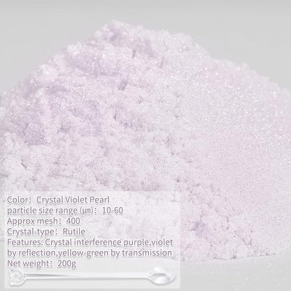 Mica Powder,7.05OZ（200g）,Crystal Violet Pearl Mica Powder Pigment for Epoxy Resin，Lip Gloss，Car Paint，Dye，Soap Making，Nail Polish,Epoxy Resin,Candle Making,Bath Bombs