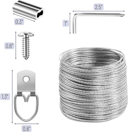 Mr. Pen- Picture Hanging Wire Kit, 100Ft Picture Wire Hanging, D Rings Picture Hanging, Picture Frame Hanging Kit, Picture Frame Wire, Wall Hanging Kit, Wire for Hanging Pictures, Painting Hanging Kit