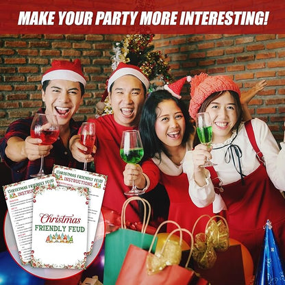 Christmas Friendly Feud Game, Funny Christmas Party Games, Friendly Feud Trivia Quiz for Family, Winter Xmas Holiday Party Supplies for Adults -07