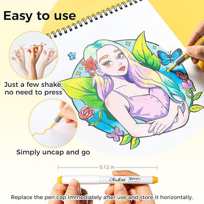 Ohuhu Acrylic Paint Markers Direct Liquid: 24 Colors Flexible Brush Tip Acrylic Markers High Opacity Paint Pens Waterproof Lightfast for Rock Easter Eggs Wood - Nahuku