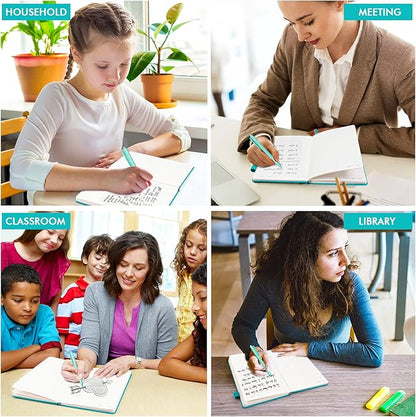 feela 5 Pack Journal Notebook Bulk for School, Hardcover Business Notebooks Classic Ruled Lined Journals with Pen Holder for Work Note Taking, with 5 Black Pens, 120 GSM, 5.1”x8.3”, A5, Emerald