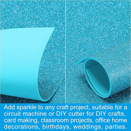 PATIKIL 2mm(1/10") Thick Non Adhesive Glitter Foam Sheet 16x24inch(40x60cm) Blue, EVA Shiny Foam Board for Craft, 6 Pcs