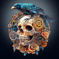 KAAYEE Wooden Puzzles for Adults, 3D Visual Effect Raven & Mechanical Skull Wooden Jigsaw Puzzle Unique Shape Wood Puzzle Adult, 3D Effect Flat Puzzle Birthday Family Games (M-11.4 * 10.1in-175pcs)