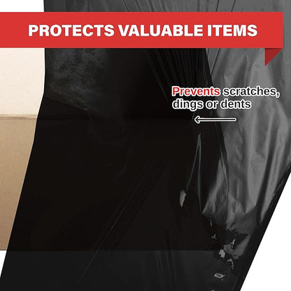Black Industrial Strength Extra Thick 4 Pack 17.5" 1100 SqFt 80 Gauge (20 Micron) Shrink Wrap Roll for Moving, Furniture, Pallets, Packing