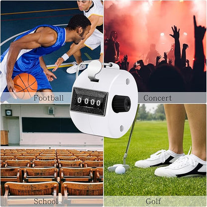 12 Pcs Hand Tally Counter 4-Digit Lap Counter Clicker, Manual Mechanical Handheld Pitch Click Counter with Finger Ring for School Golf & Knitting Row Croche