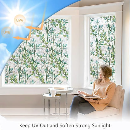 LEMON CLOUD Window Privacy Film, Stained Glass Window Film, Decorative Rainbow Window Clings, Static Cling Non Adhesive Door Stickers, Anti-UV Sun Blocker Heat Control for Home 35.4 x 157.4 inches