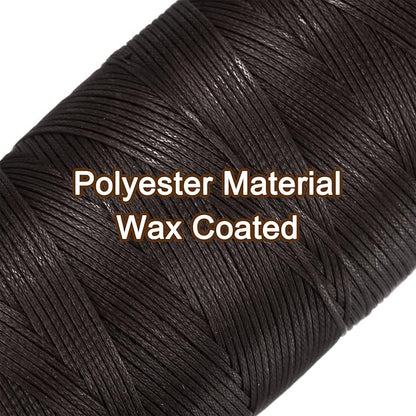 uxcell 150D 0.8mm Flat Waxed Thread 284 Yards Polyester Leather Sewing Waxed String Hand Stitching Waxed Cord for Leather Stitching Sewing Bookbinding DIY Craft Dark Brown