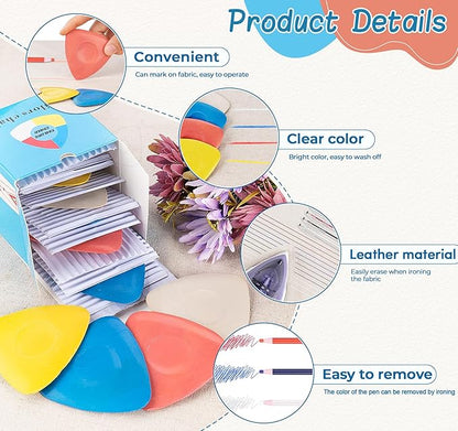 StiVerse 49 pcs Tailors Chalk Kit, 10 pcs Sewing Chalk, Fabric Chalk Markers for Sewing, Heat Erasable Pens, Sewing Clips, Sliding Gauge for Quilting, Sewing Supplies for Quilting, Dressmaking