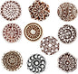 Royal Kraft Round Wooden Printing Stamps (Set of 10) - DIY Henna Fabric Textile Paper Clay Pottery Blocks Htag2181