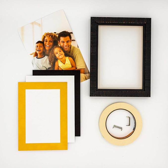Pack of 25 Acid Free 8.5x11 Mats Bevel Cut for 7x9 Photos - Bright Yellow Precut Matboards With Backing Boards and Clear Photo Mat Bags For Pictures, Photos, Framing - 4-ply Thickness