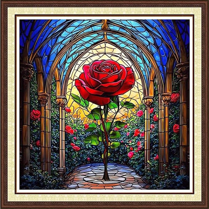Findvoor Counted Cross Stitch Kits for Adults Full Range of Cross Stitching Embroidery Unprinted Pattern for Beginners, 11CT Needlepoint Kit Patterns Embroidery Kits-Magic Rose 18x18 inch