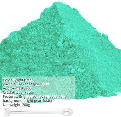 Mica Powder,200g/7.21oz Large Jar,Bright Green Mica Powder Pigment for Epoxy Resin，Lip Gloss，Paint，Dye，Soap Making，Nail Polish,Candle Making,Bath Bombs